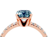 Rose gold Emerald Cut Aquamarine Solitaire Pavé Engagement Ring with Round Band and Prong Setting_70