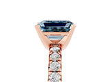 Rose gold Emerald Cut Aquamarine Solitaire Pavé Engagement Ring with Round Band and Prong Setting_71