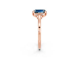 Rose gold Emerald Cut Aquamarine Solitaire Ring with Flower Prong Setting and Classic Band_14