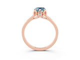 Rose gold Emerald Cut Aquamarine Solitaire Ring with Flower Prong Setting and Classic Band_15