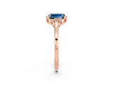Rose gold Emerald Cut Aquamarine Solitaire Ring with Flower Prong Setting and Classic Band_39