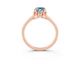 Rose gold Emerald Cut Aquamarine Solitaire Ring with Flower Prong Setting and Classic Band_40