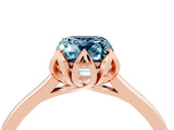 Rose gold Emerald Cut Aquamarine Solitaire Ring with Flower Prong Setting and Classic Band_41