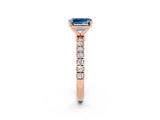 Rose gold Emerald Cut Aquamarine Solitaire Ring with Pavé Accents and Four-Prong Setting_2