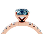 Rose gold Emerald Cut Aquamarine Solitaire Ring with Pavé Accents and Four-Prong Setting_4