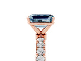 Rose gold Emerald Cut Aquamarine Solitaire Ring with Pavé Accents and Four-Prong Setting_5