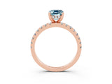 Rose gold Emerald Cut Aquamarine Solitaire Ring with Pavé Band and Four-Prong Setting_27