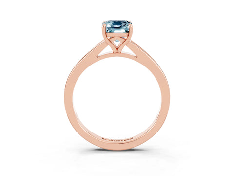 Rose gold Emerald Cut Aquamarine Solitaire Ring with Pavé Band and Prong Setting_27