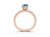 Rose gold Emerald Cut Aquamarine Solitaire Ring with Round  Pavé Band and Four-Prong Setting_47