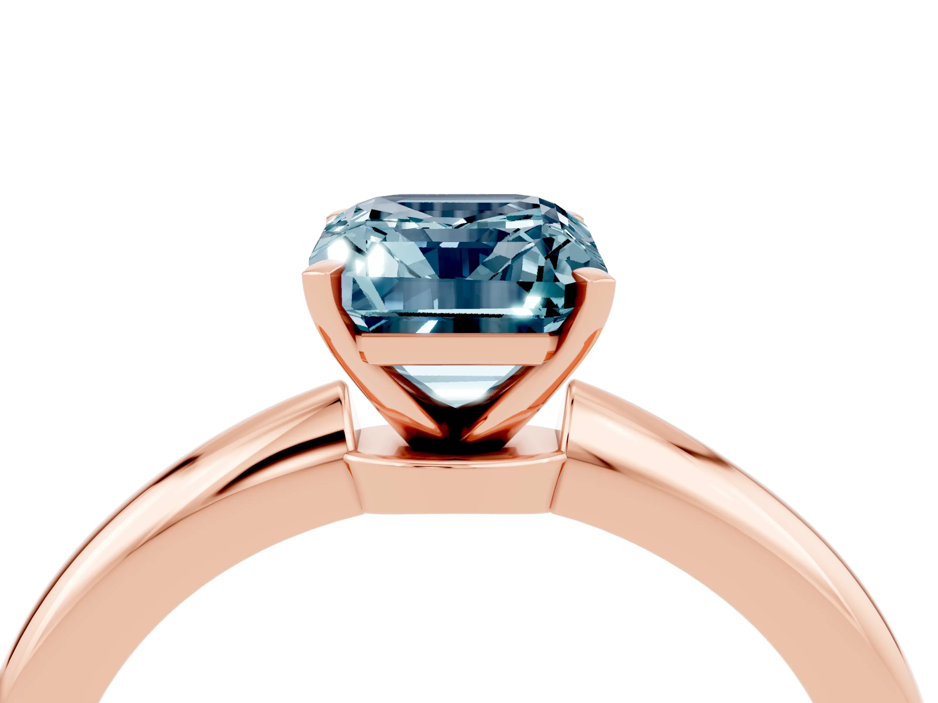Rose gold Emerald Cut Aquamarine Solitaire Ring with Six-Prong Setting and Classic Band_4