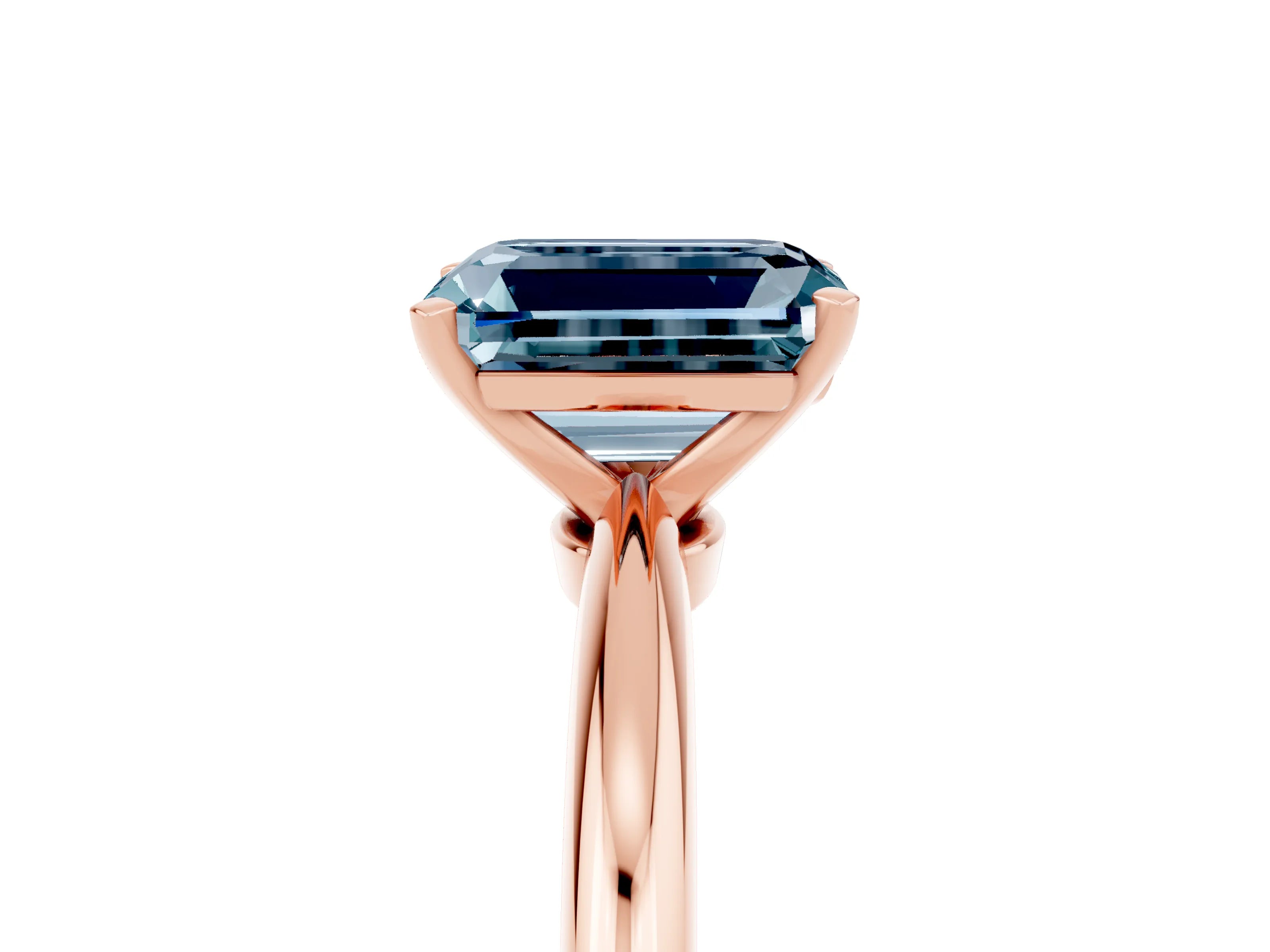 Rose gold Emerald Cut Aquamarine Solitaire Ring with Six-Prong Setting and Classic Band_5