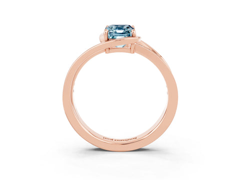 Rose gold Emerald Cut Aquamarine Solitaire Ring with Split Shank and Prong Setting_3