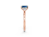 Rose gold Emerald Cut Aquamarine Solitaire Ring with Thin Band and Four-Prong Setting_14