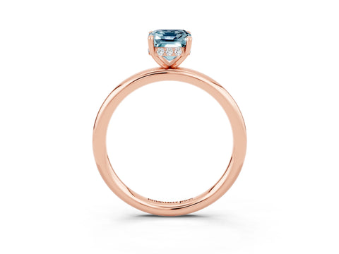 Rose gold Emerald Cut Aquamarine Solitaire Ring with Thin Band and Four-Prong Setting_15