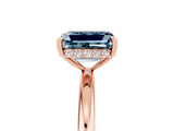 Rose gold Emerald Cut Aquamarine Solitaire Ring with Thin Band and Four-Prong Setting_17