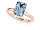 Rose gold Emerald Cut Aquamarine Solitaire Ring with Thin Band and Prong Setting_13