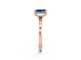 Rose gold Emerald Cut Aquamarine Solitaire Ring with Thin Band and Prong Setting_14