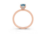 Rose gold Emerald Cut Aquamarine Solitaire Ring with Thin Band and Prong Setting_15