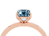 Rose gold Emerald Cut Aquamarine Solitaire Ring with Thin Band and Prong Setting_16