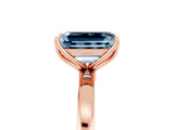 Rose gold Emerald Cut Aquamarine Solitaire Ring with Thin Band and Prong Setting_17