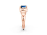 Rose gold Emerald Cut Aquamarine Solitaire Ring with Wide Band and Prong Setting_2