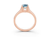 Rose gold Emerald Cut Aquamarine Solitaire Ring with Wide Band and Prong Setting_3