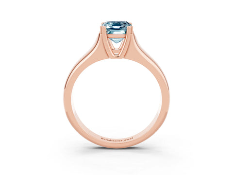 Rose gold Emerald Cut Aquamarine Solitaire Ring with Wide Band and Prong Setting_3