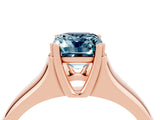 Rose gold Emerald Cut Aquamarine Solitaire Ring with Wide Band and Prong Setting_4