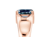 Rose gold Emerald Cut Aquamarine Solitaire Ring with Wide Band and Prong Setting_5