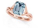 Rose gold Emerald Cut Aquamarine Solitaire Twist Band Prong Setting Ring_49