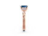 Rose gold Emerald Cut Aquamarine Solitaire Twist Band Prong Setting Ring_50