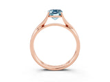 Rose gold Emerald Cut Aquamarine Solitaire Twist Band Prong Setting Ring_51