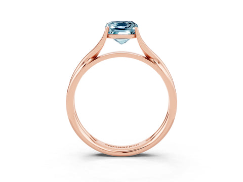 Rose gold Emerald Cut Aquamarine Solitaire Twist Band Prong Setting Ring_51