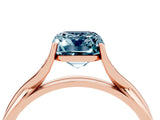 Rose gold Emerald Cut Aquamarine Solitaire Twist Band Prong Setting Ring_52