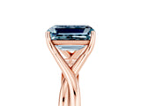 Rose gold Emerald Cut Aquamarine Solitaire Twist Band Prong Setting Ring_53