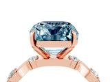 Rose gold Emerald Cut Aquamarine Solitaire Twisted Band with Round  Accents and Prong Setting_16