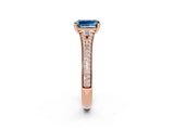 Rose gold Emerald Cut Aquamarine Split Shank Engagement Ring with Pavé Band_2