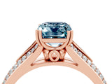 Rose gold Emerald Cut Aquamarine Split Shank Engagement Ring with Pavé Band_4