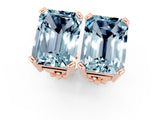 Rose gold Emerald Cut Aquamarine Stud Earrings_31