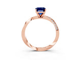 Rose gold Emerald Cut Blue Sapphire Engagement Ring with Side Stone Accents and Four-Prong Setting_63
