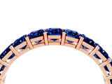 Rose gold Emerald Cut Blue Sapphire Eternity Band with Shared Prong Setting_10