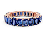 Rose gold Emerald Cut Blue Sapphire Eternity Band with Shared Prong Setting_6