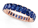 Rose gold Emerald Cut Blue Sapphire Eternity Band with Shared Prong Setting_7