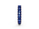 Rose gold Emerald Cut Blue Sapphire Eternity Band with Shared Prong Setting_8