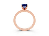 Rose gold Emerald Cut Blue Sapphire Milgrain Pavé Engagement Ring with Four-Prong Setting_15