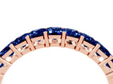 Rose gold Emerald Cut Blue Sapphire Prong-Set Eternity Band_10
