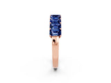 Rose gold Emerald Cut Blue Sapphire Prong-Set Eternity Band_8