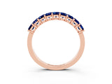 Rose gold Emerald Cut Blue Sapphire Prong-Set Eternity Band_9