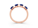 Rose gold Emerald Cut Blue Sapphire Prong-Set Half Eternity Band_21