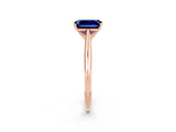 Rose gold Emerald Cut Blue Sapphire Solitaire Engagement Ring with Cathedral Setting and Four-Prong Mount_26